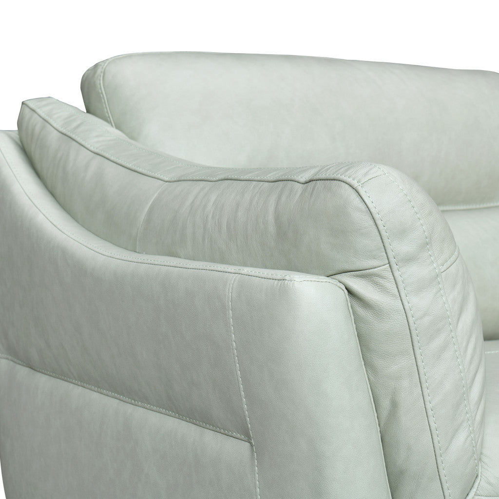 87" Mint Green Leather Sofa With Black Legs-5
