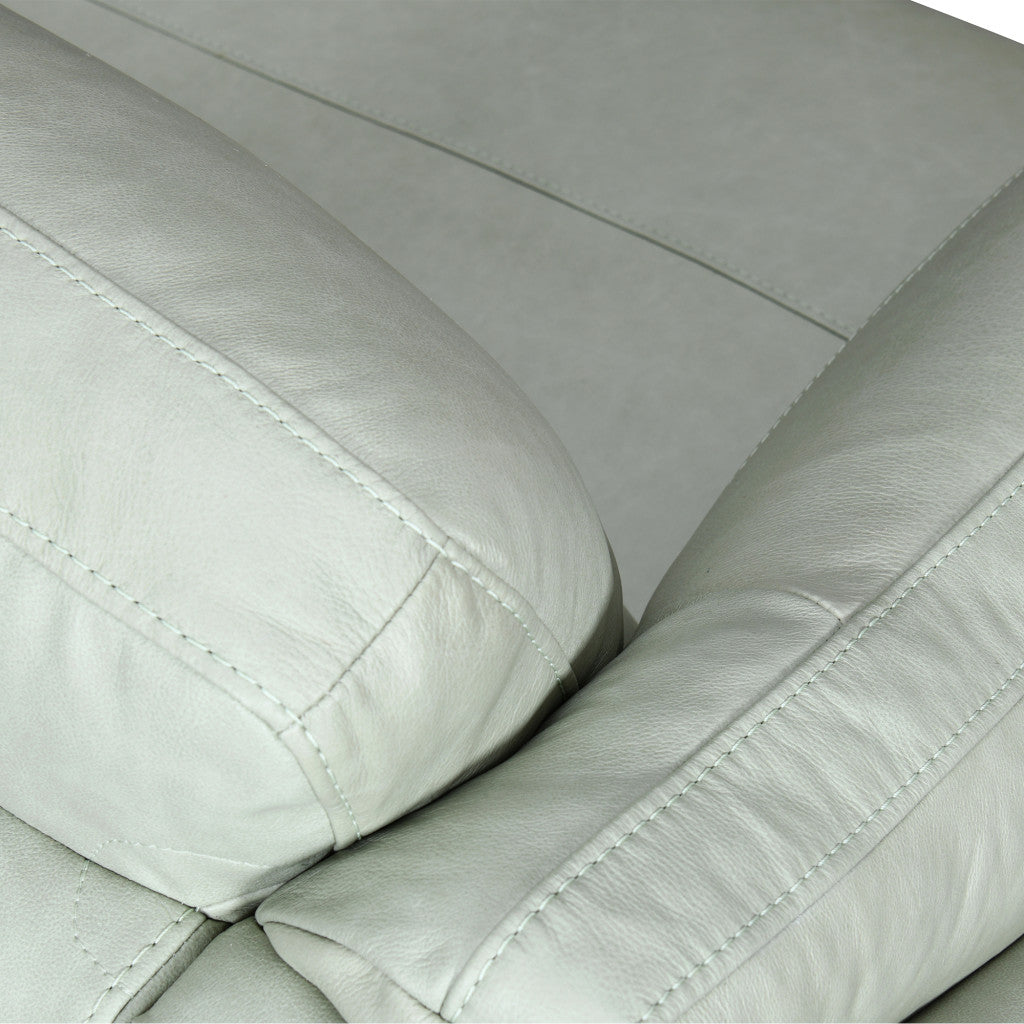 87" Mint Green Leather Sofa With Black Legs-8