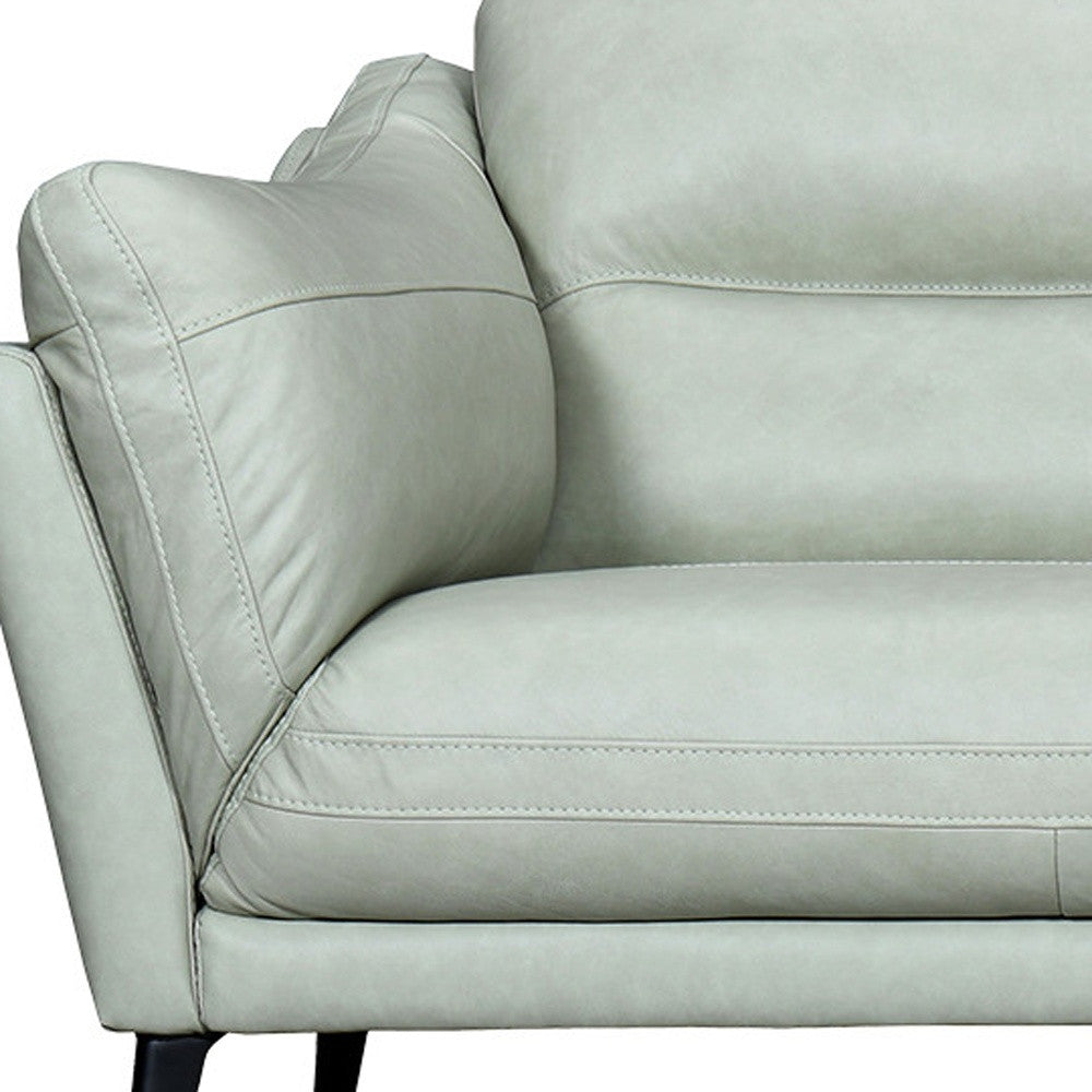 87" Mint Green Leather Sofa With Black Legs-6