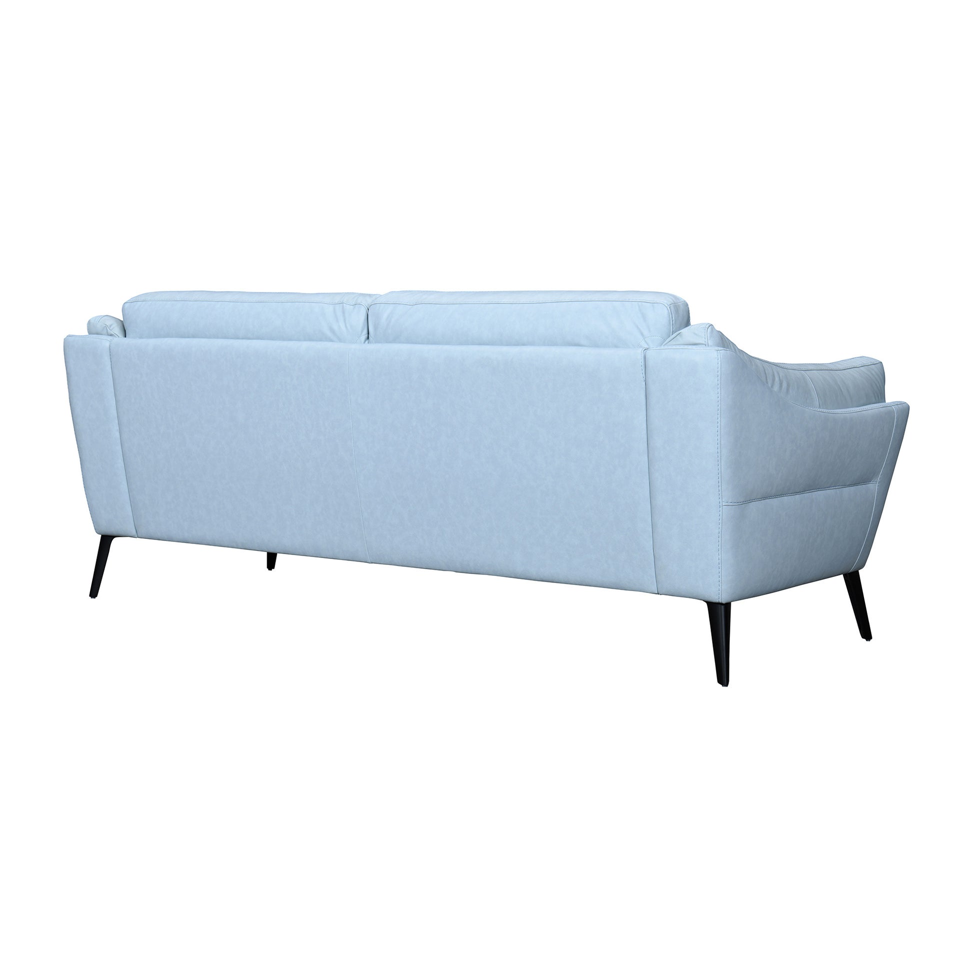 87" Sky Blue Leather Sofa With Black Legs-3