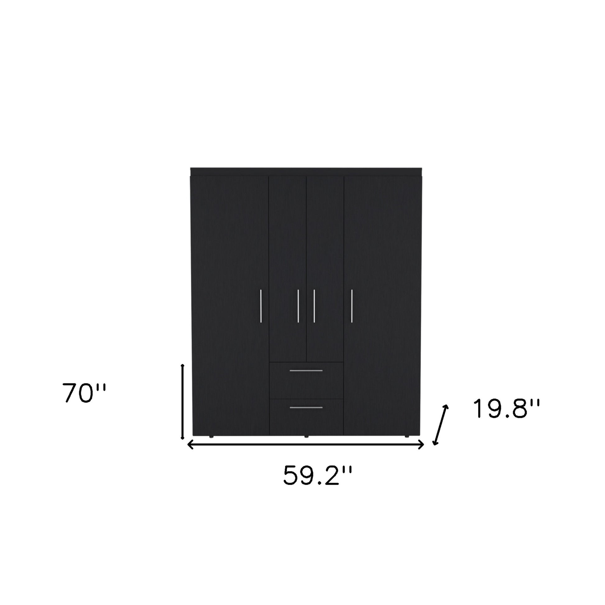 59" Black Two Drawer Combo Dresser-5