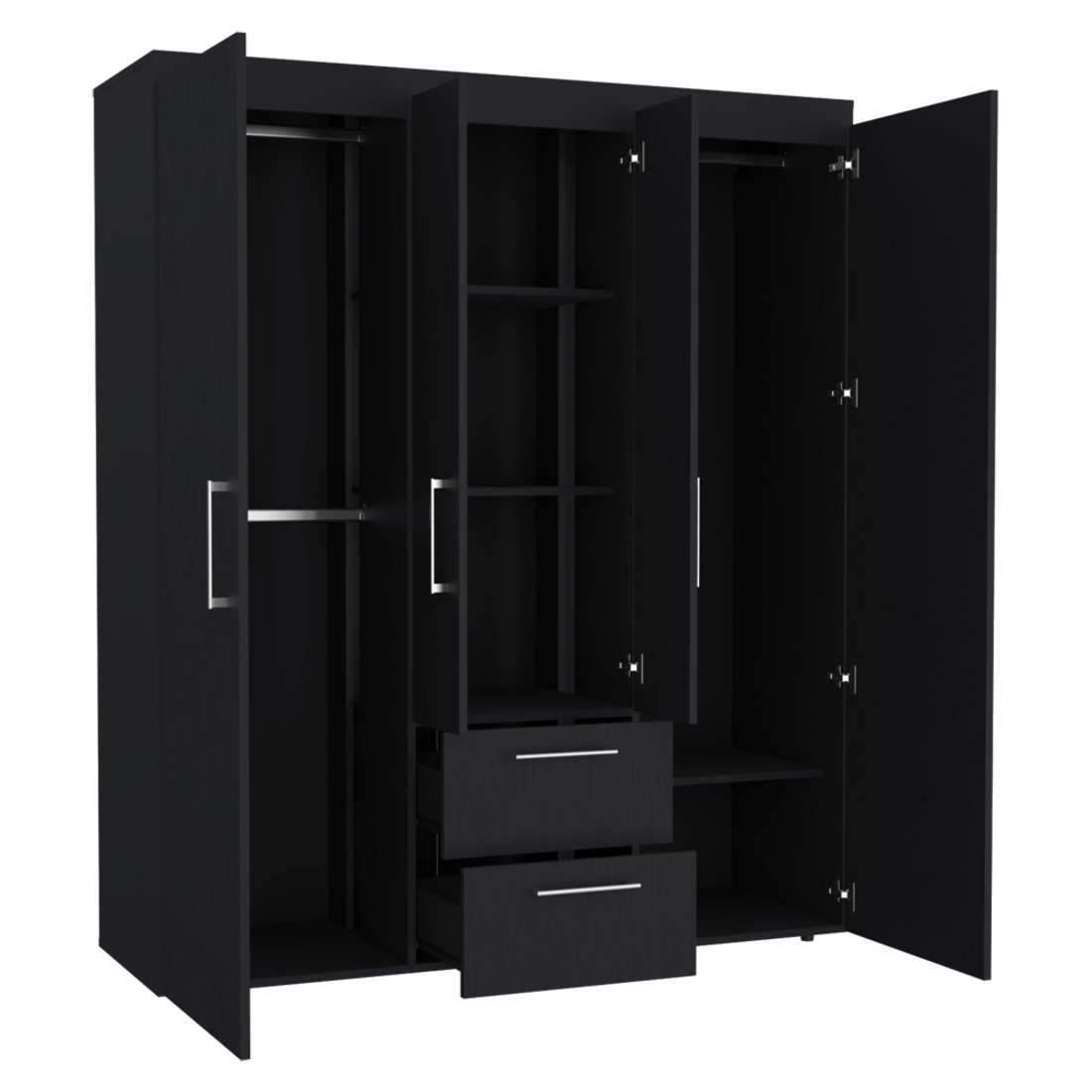 59" Black Two Drawer Combo Dresser-2