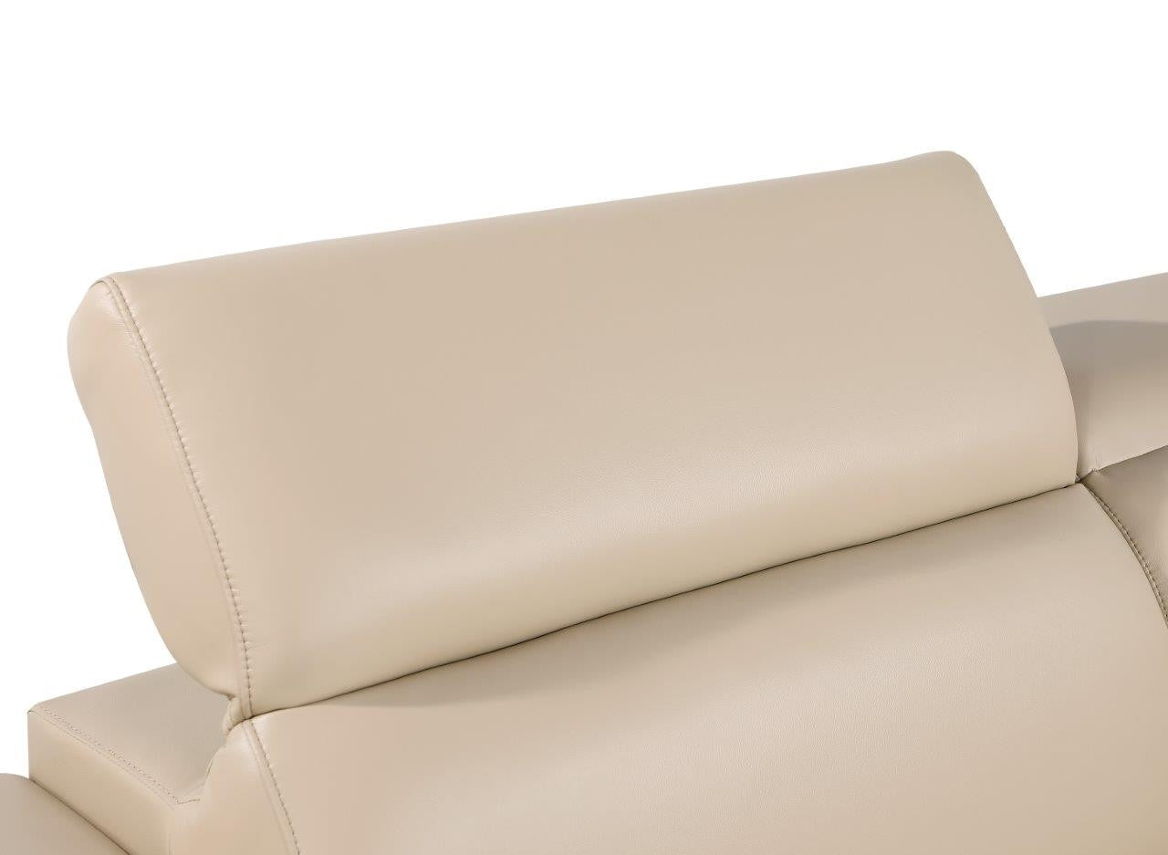 71" Beige And Silver Genuine Leather Loveseat-7