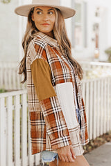Plaid Colorblock Patchwork Chest Pocket Shirt Jacket