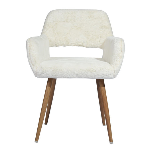 23" White and Brown Faux Fur Arm Chair-1