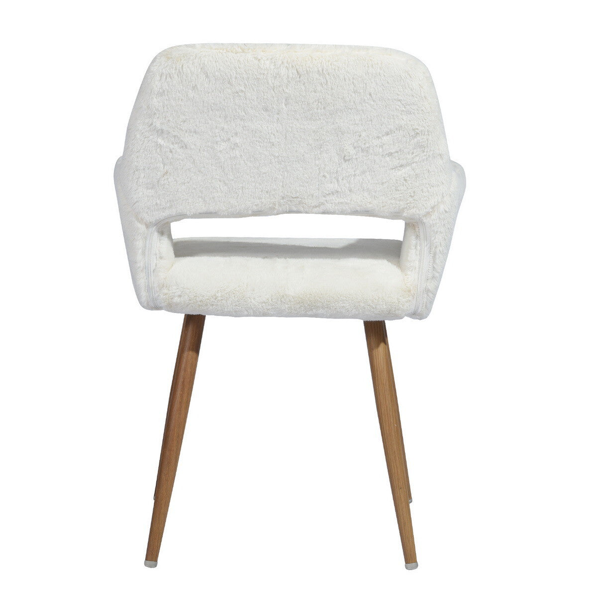 23" White and Brown Faux Fur Arm Chair-5