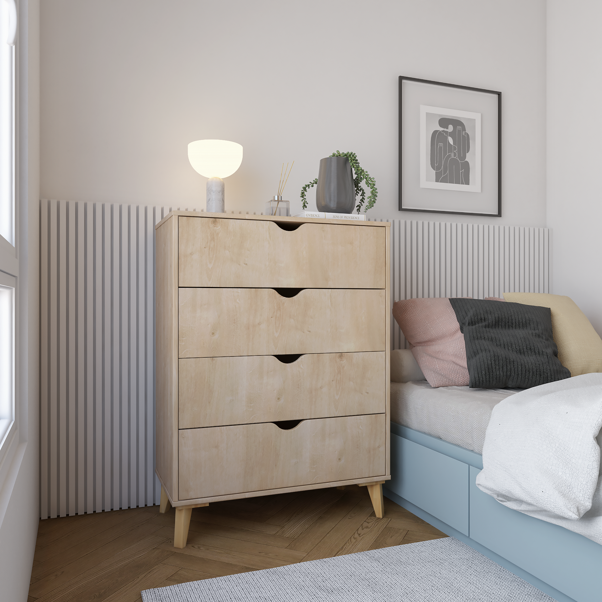 30" Natural Wood Four Drawer Dresser-7
