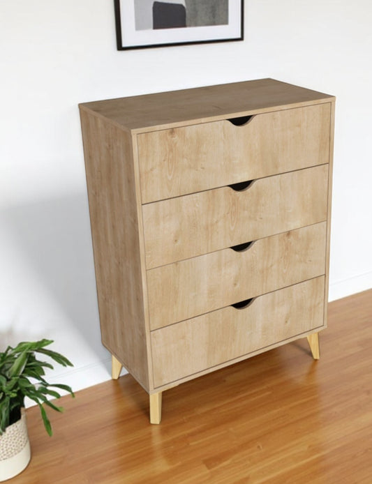 30" Natural Wood Four Drawer Dresser-0