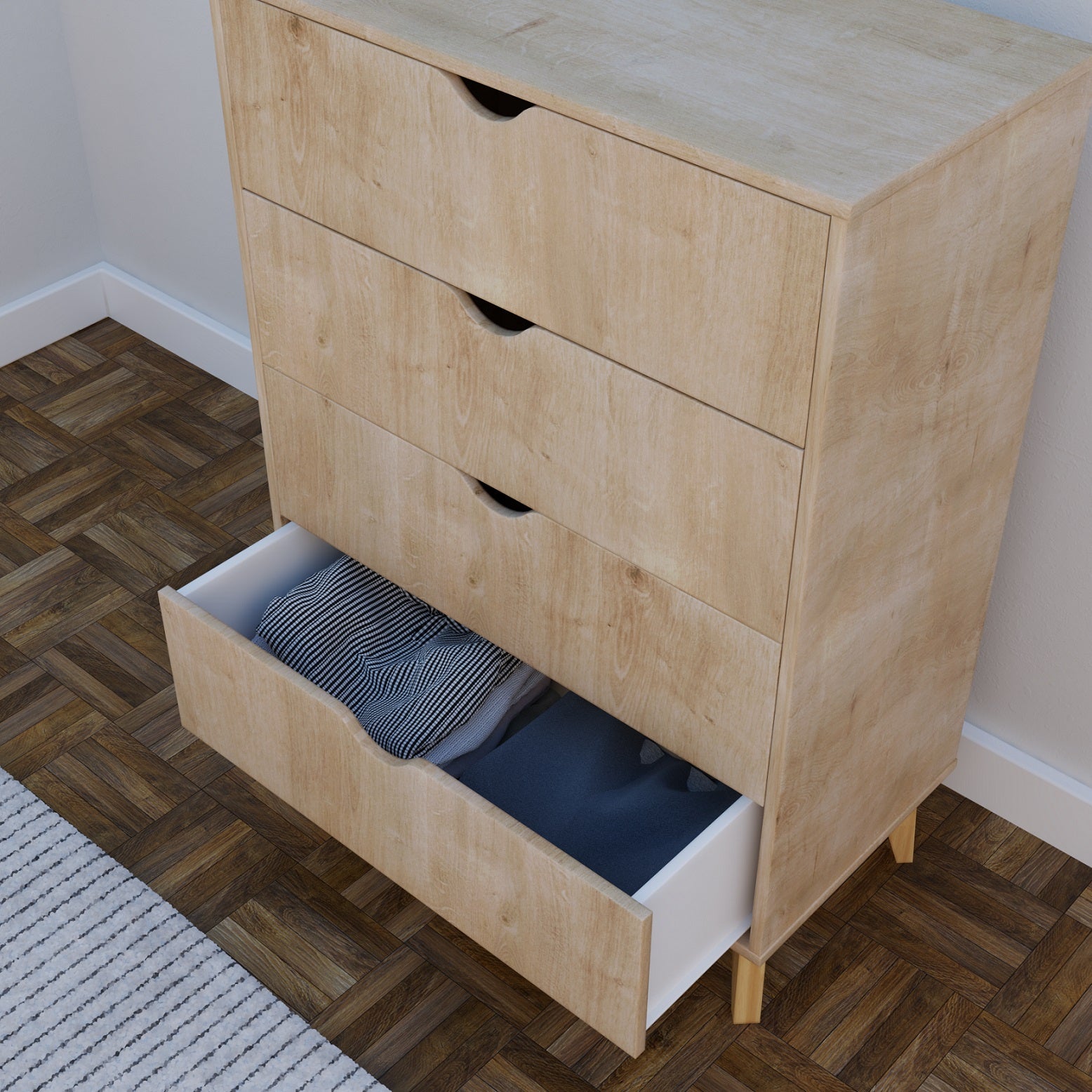 30" Natural Wood Four Drawer Dresser-6