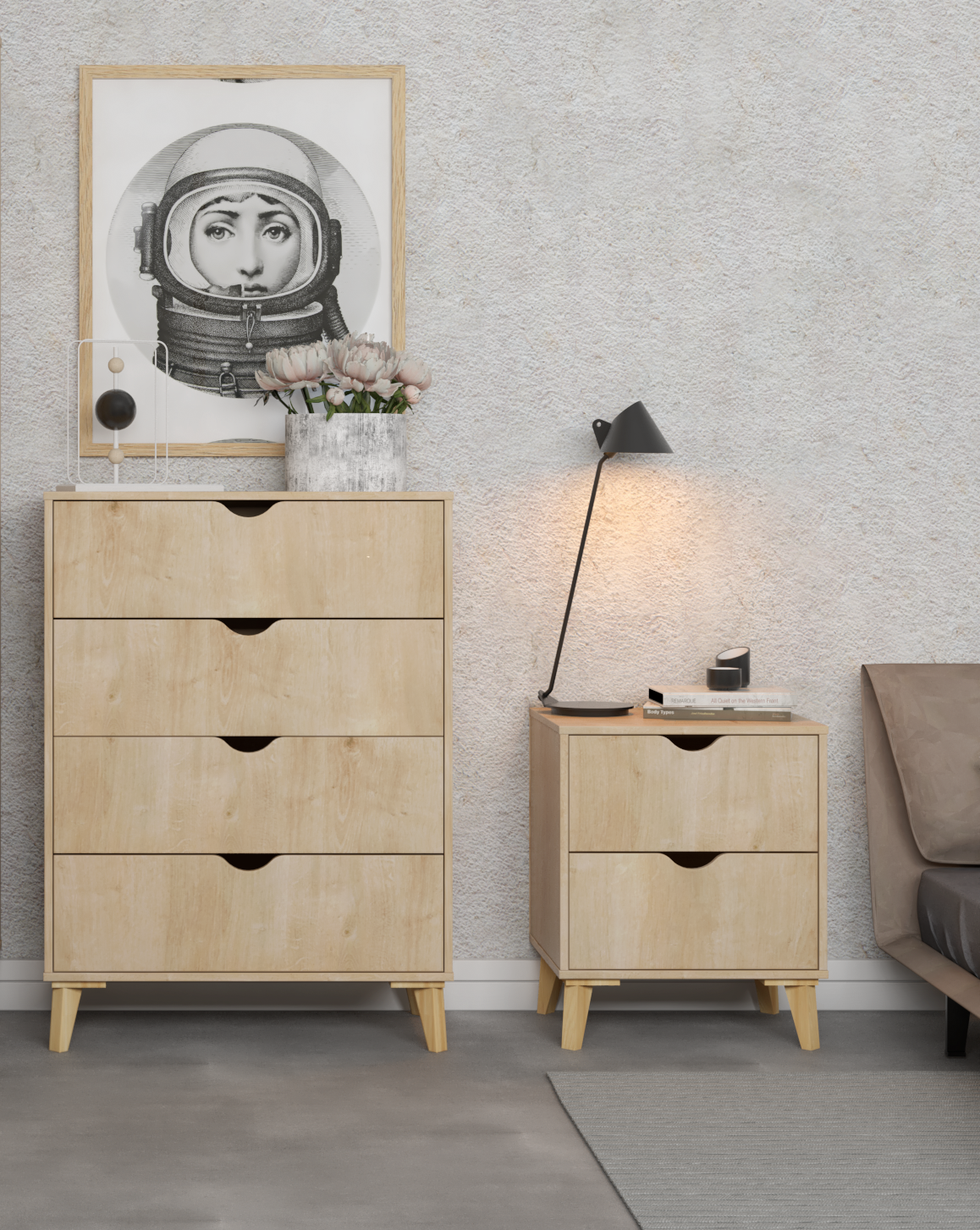 30" Natural Wood Four Drawer Dresser-8