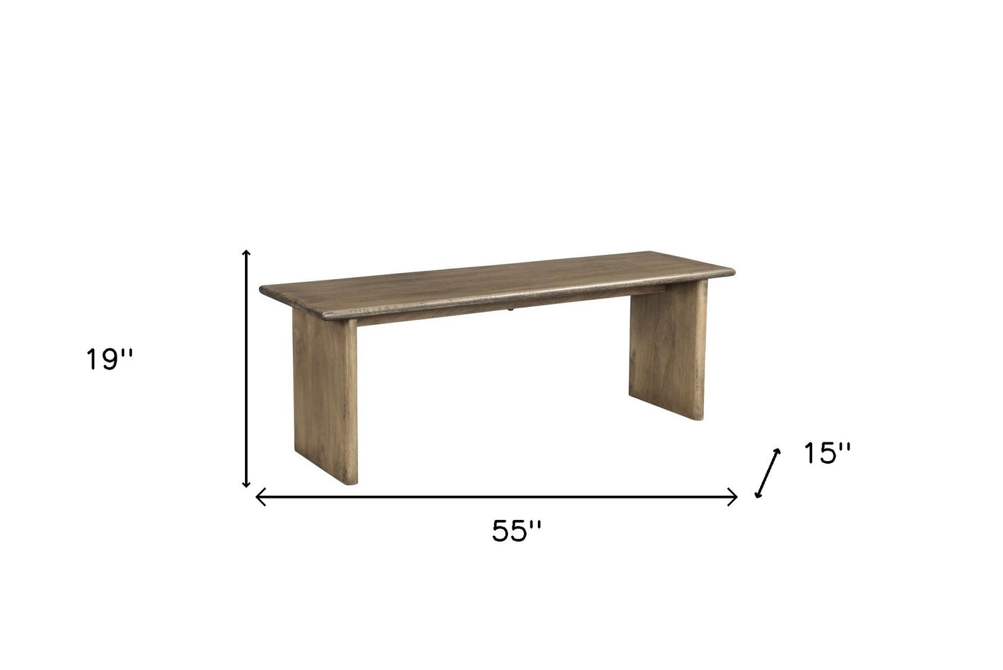 55" Brown Solid Wood Dining Bench-6
