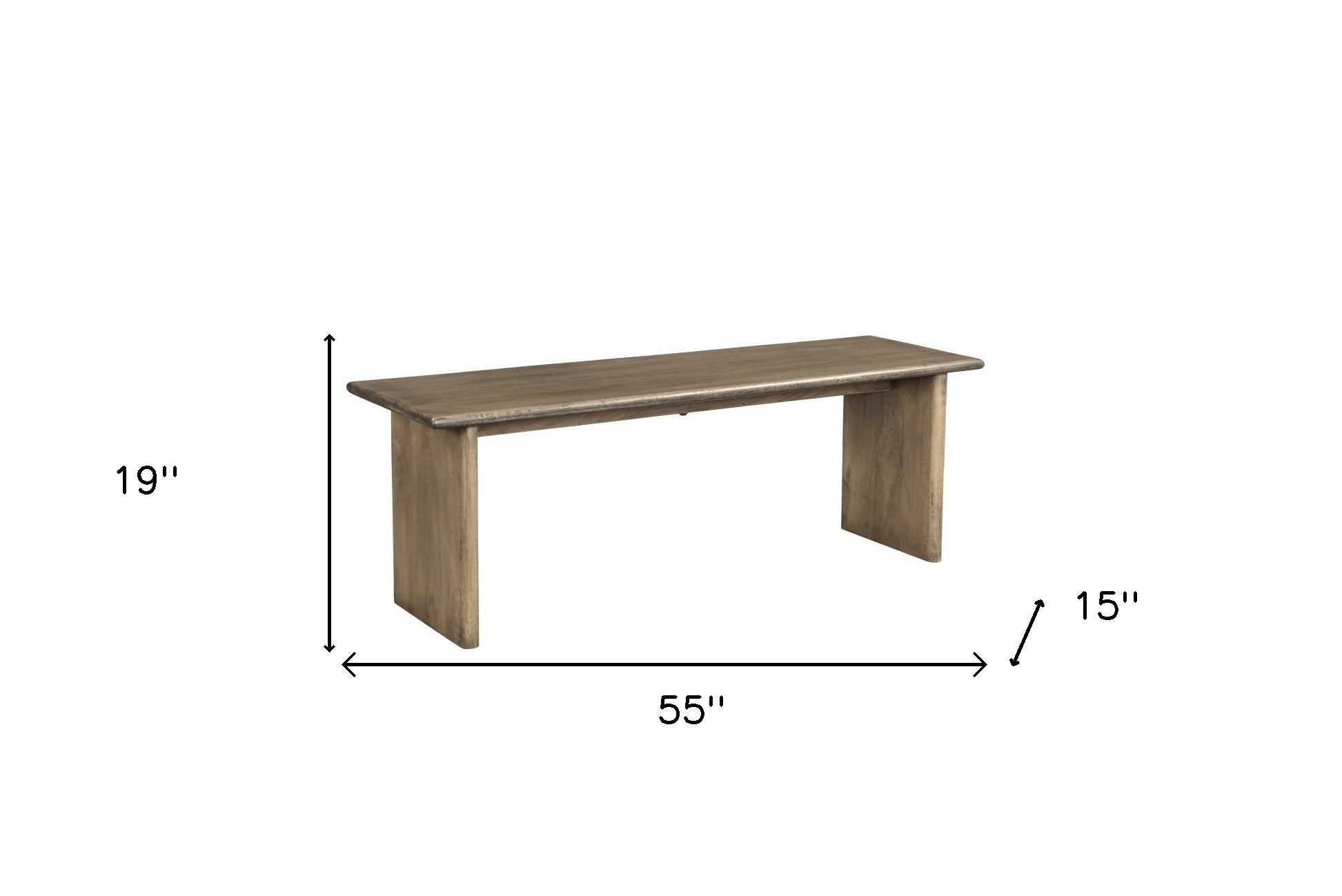 55" Brown Solid Wood Dining Bench-6
