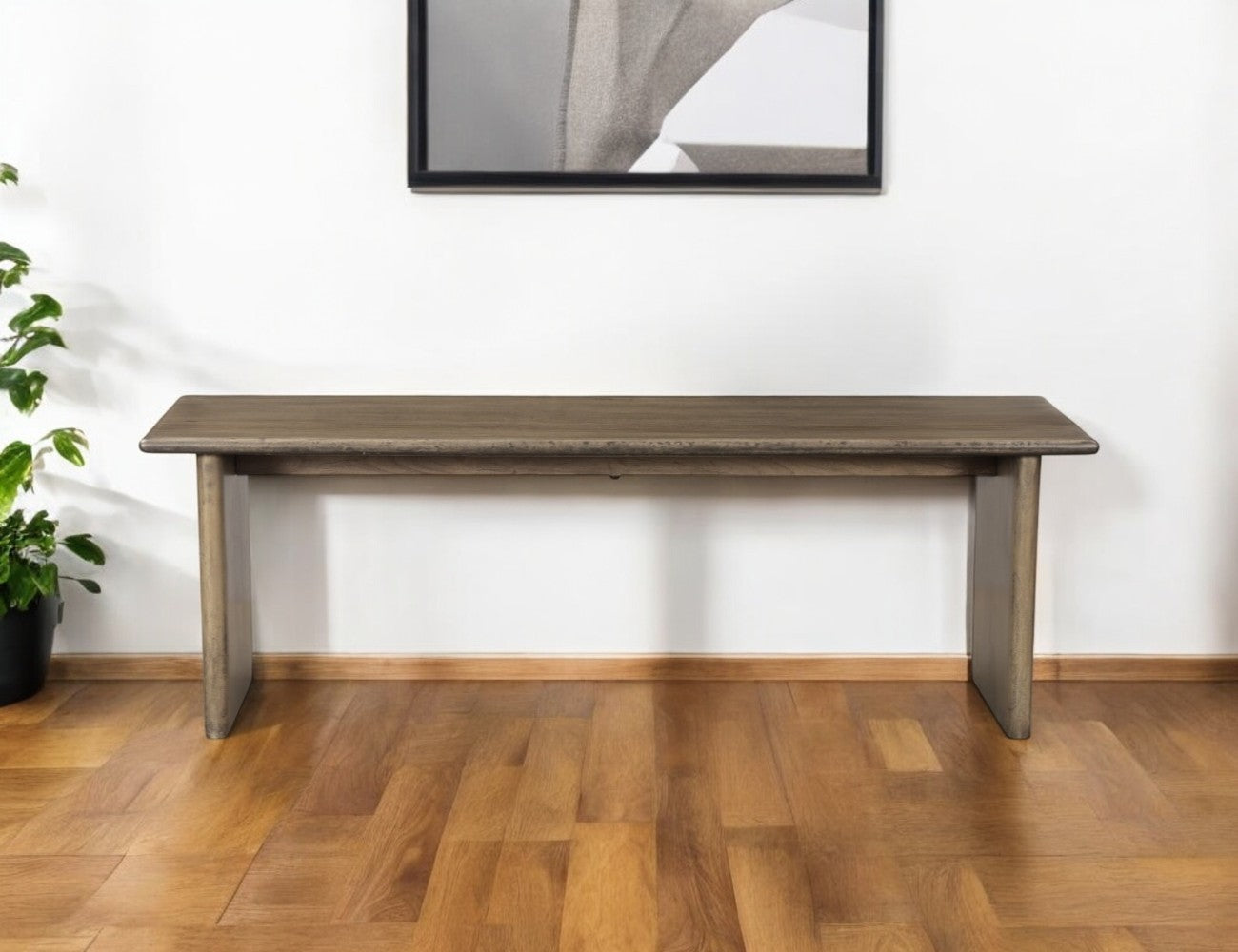 55" Brown Solid Wood Dining Bench-0