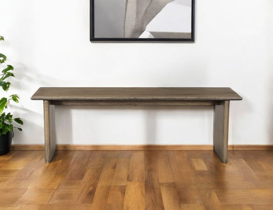 55" Brown Solid Wood Dining Bench-0