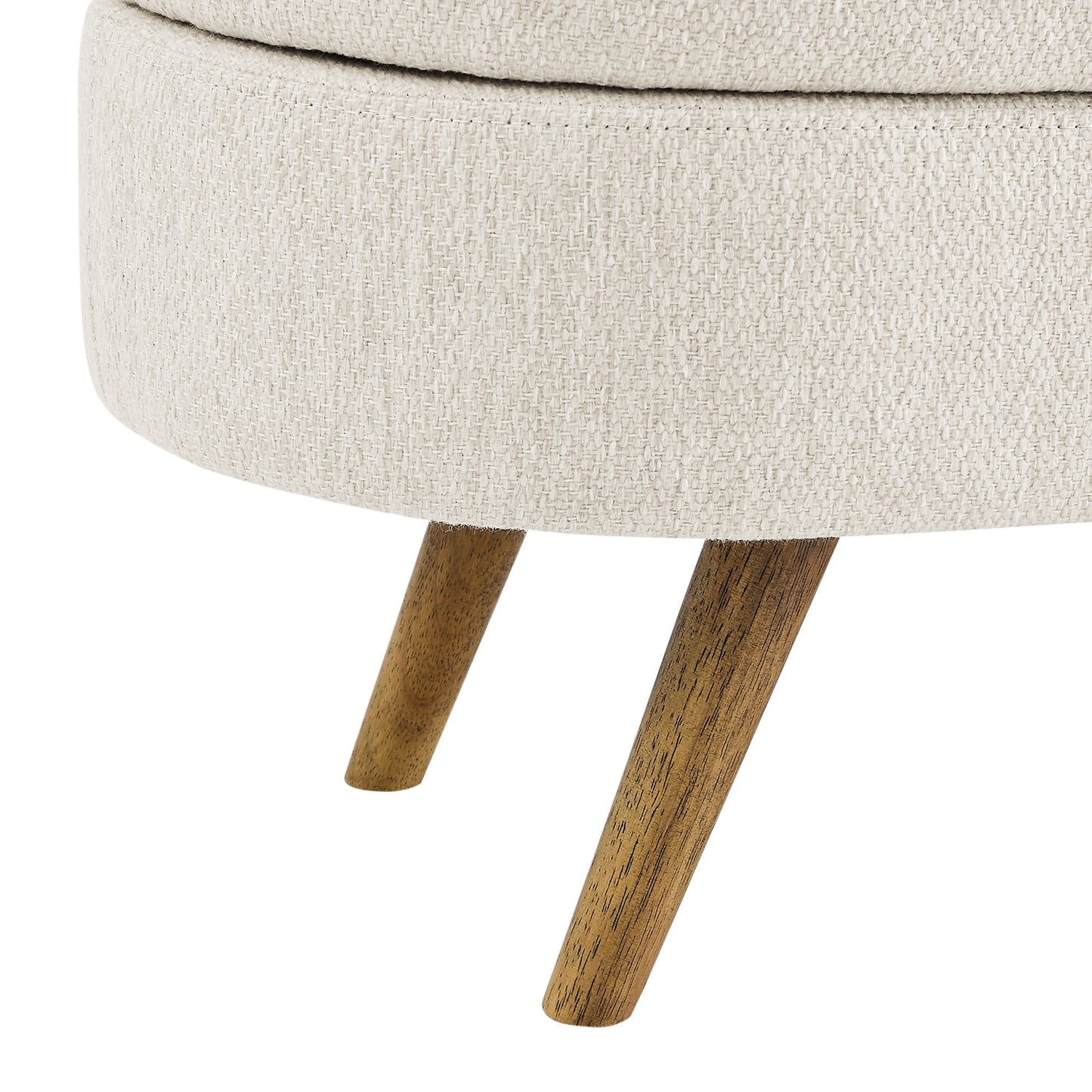 44" Beige and Brown Linen Upholstered Storage Bench with Flip Top-2
