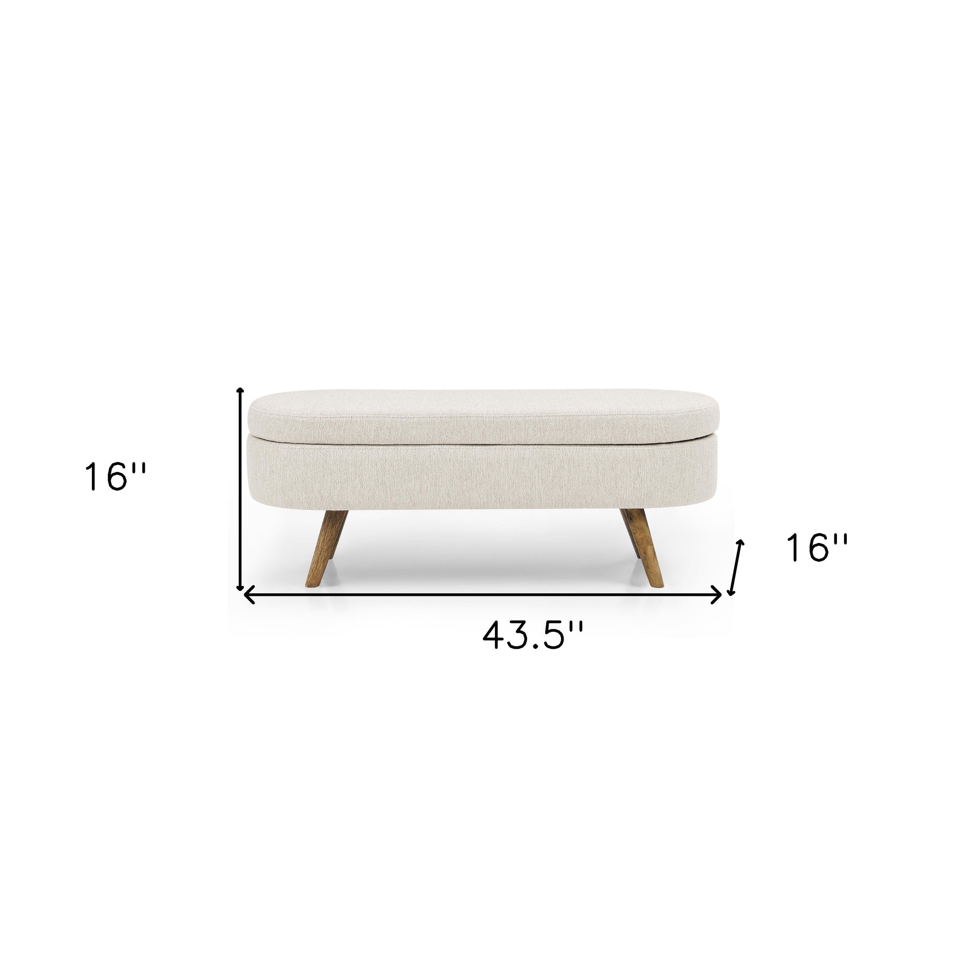 44" Beige and Brown Linen Upholstered Storage Bench with Flip Top-8