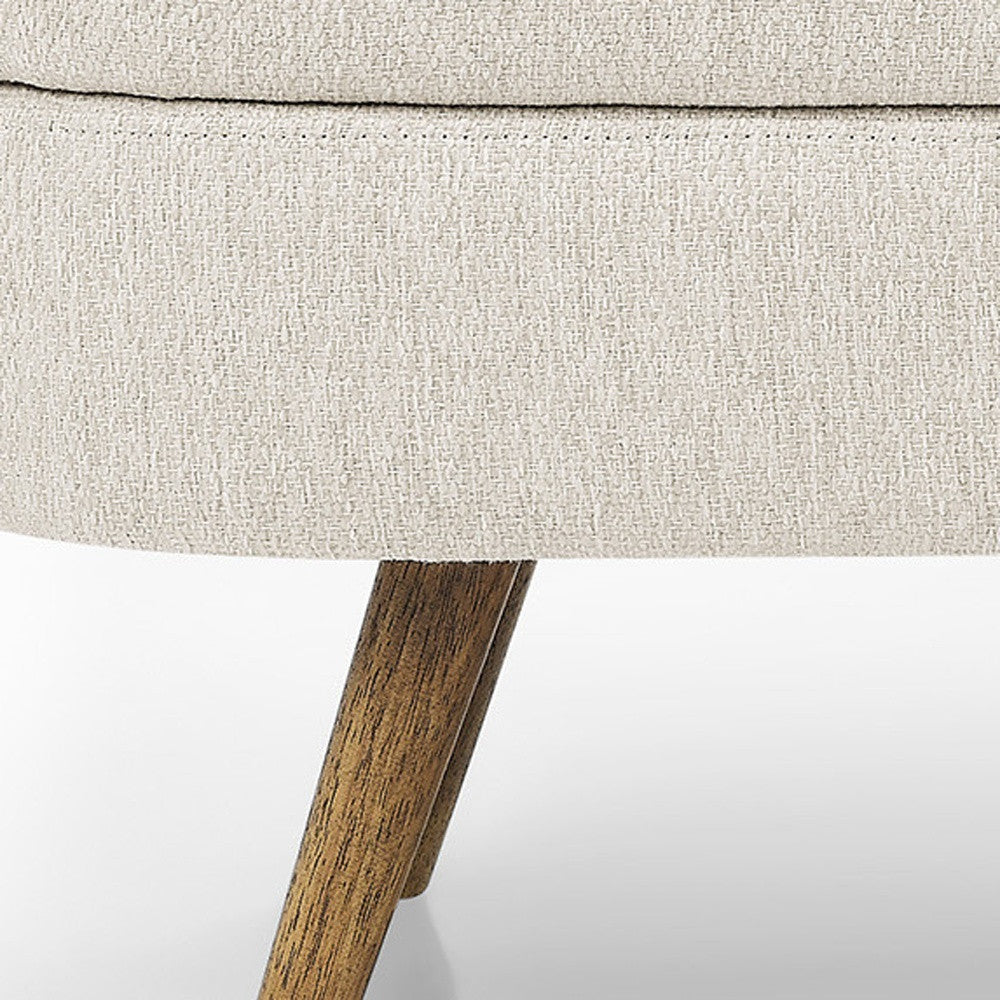 44" Beige and Brown Linen Upholstered Storage Bench with Flip Top-3
