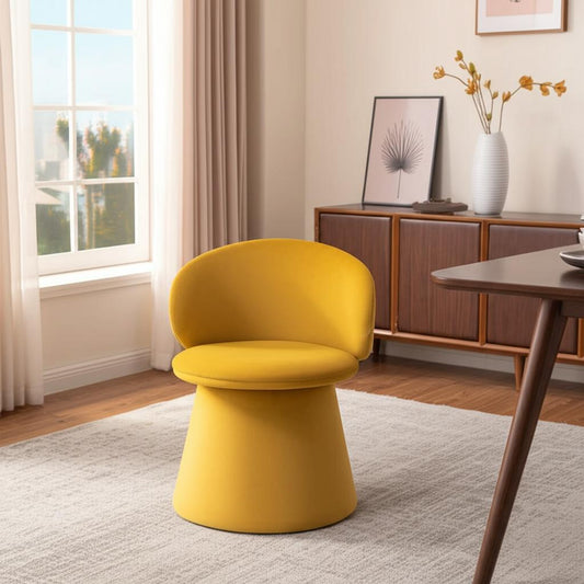 Orange Upholstered Velvet Swivel Dining Side Chair-0