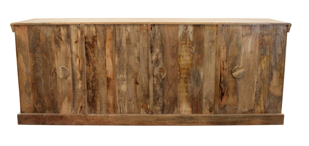 93" Antiqued White Distressed Solid Wood Sideboard with Six Glass Doors-4