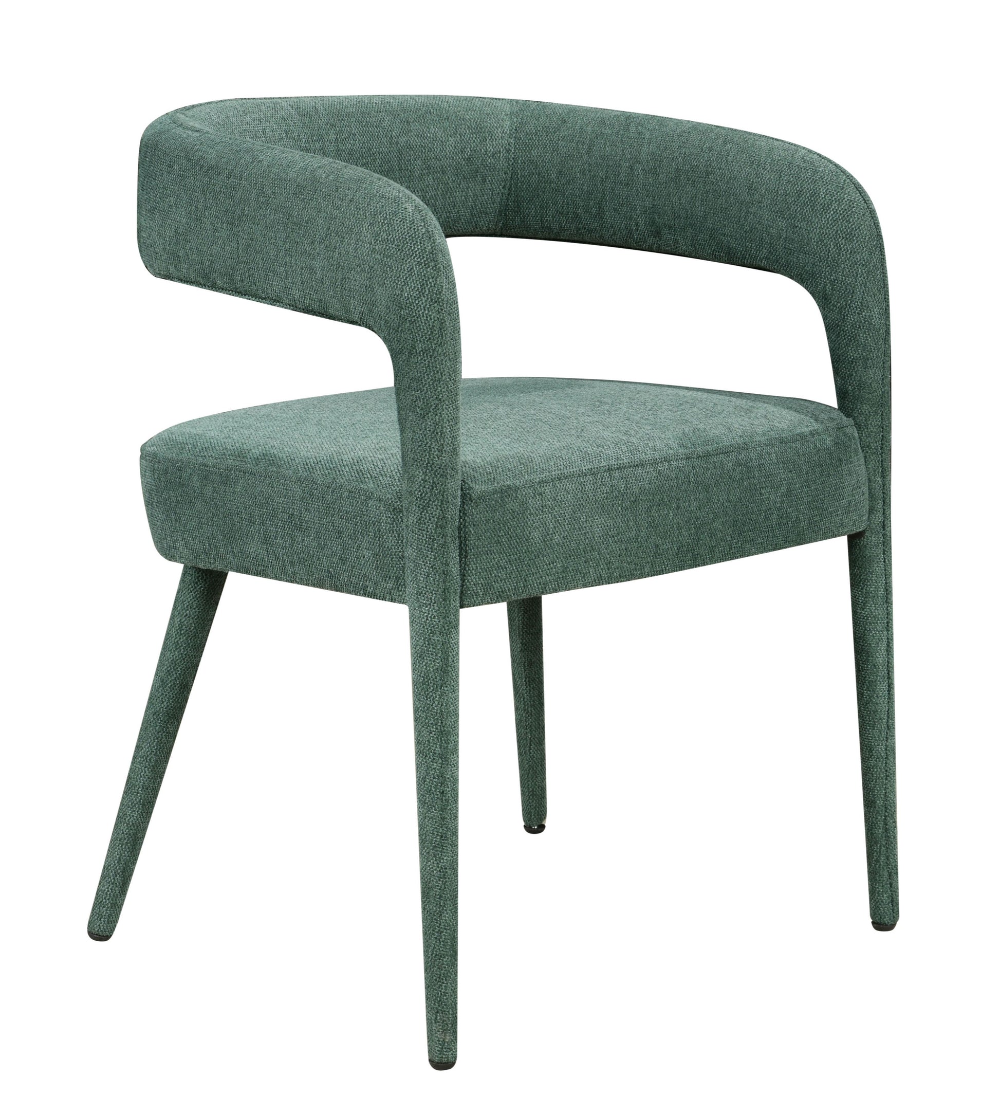 Set of Two Green Upholstered Linen Open Back Dining Side Chairs-2