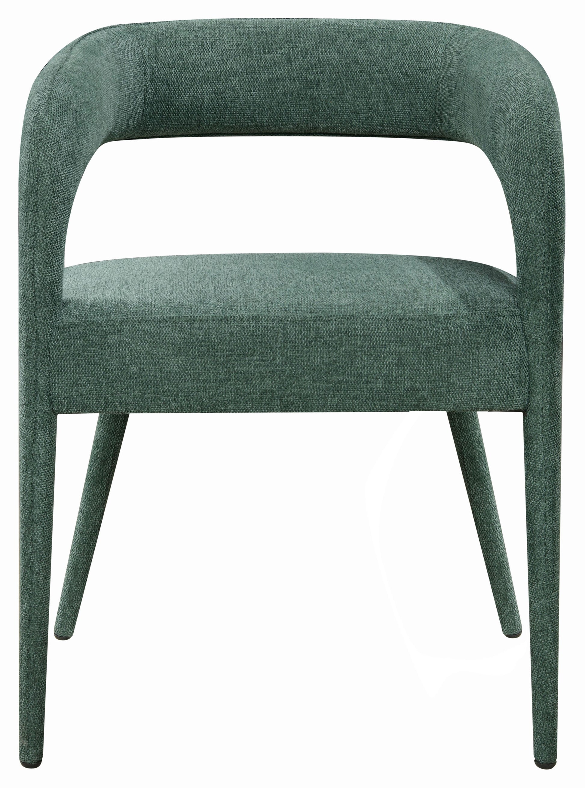 Set of Two Green Upholstered Linen Open Back Dining Side Chairs-3
