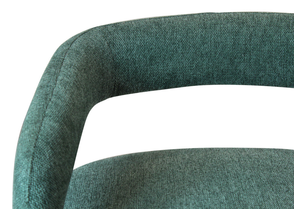 Set of Two Green Upholstered Linen Open Back Dining Side Chairs-5