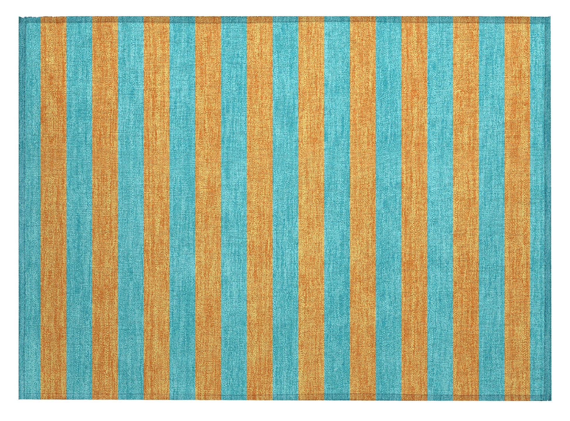 2' X 3' Aqua Striped Washable Non Skid Indoor Outdoor Area Rug-1