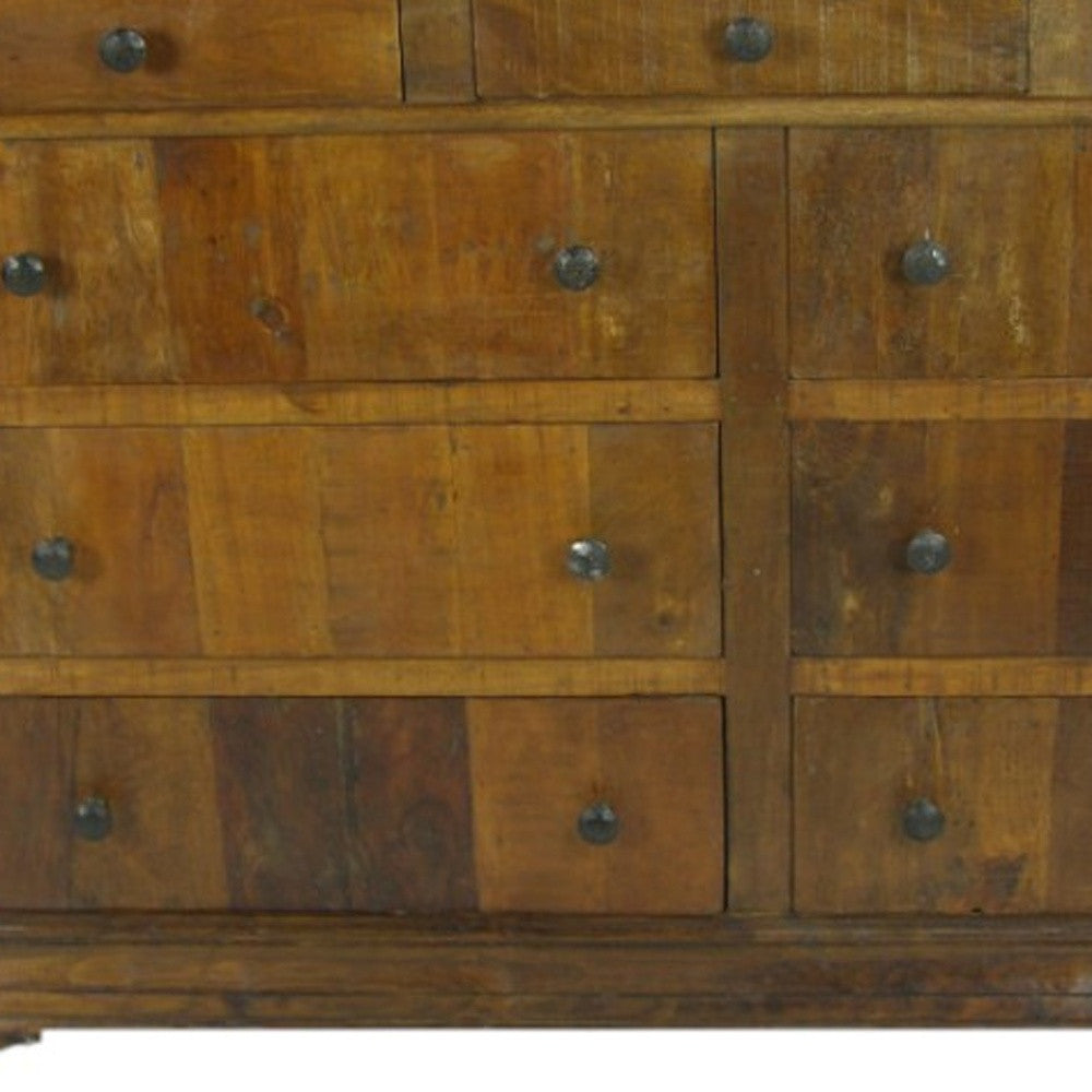 60" Brown Reclaimed Wood Nine Drawer Double Dresser-3