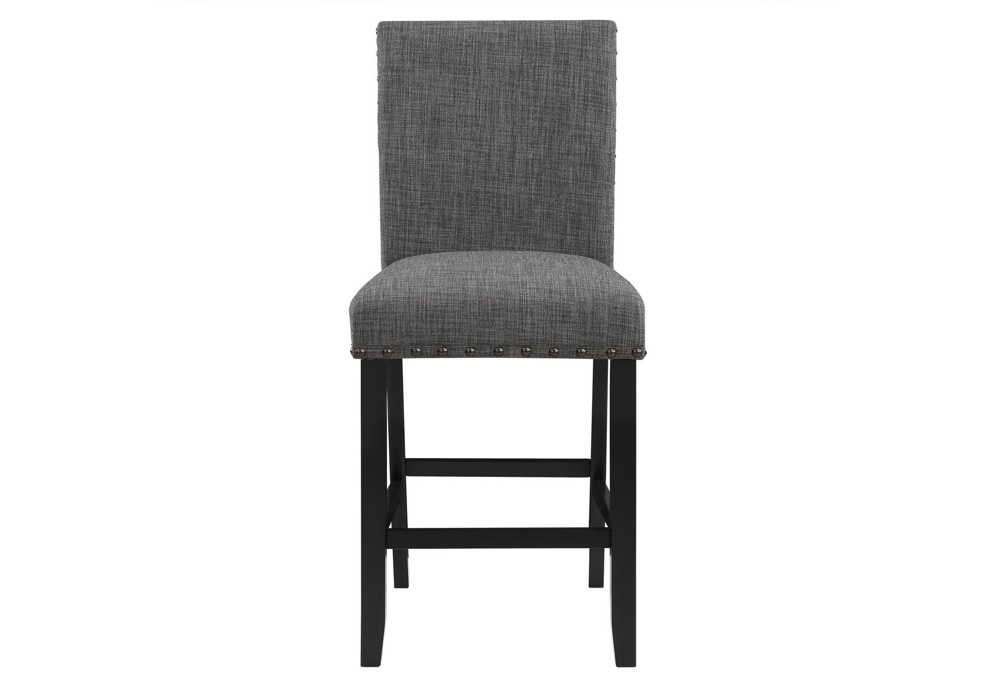 26" Gray and Black Wood and Fabric Counter Height Bar Chair-1
