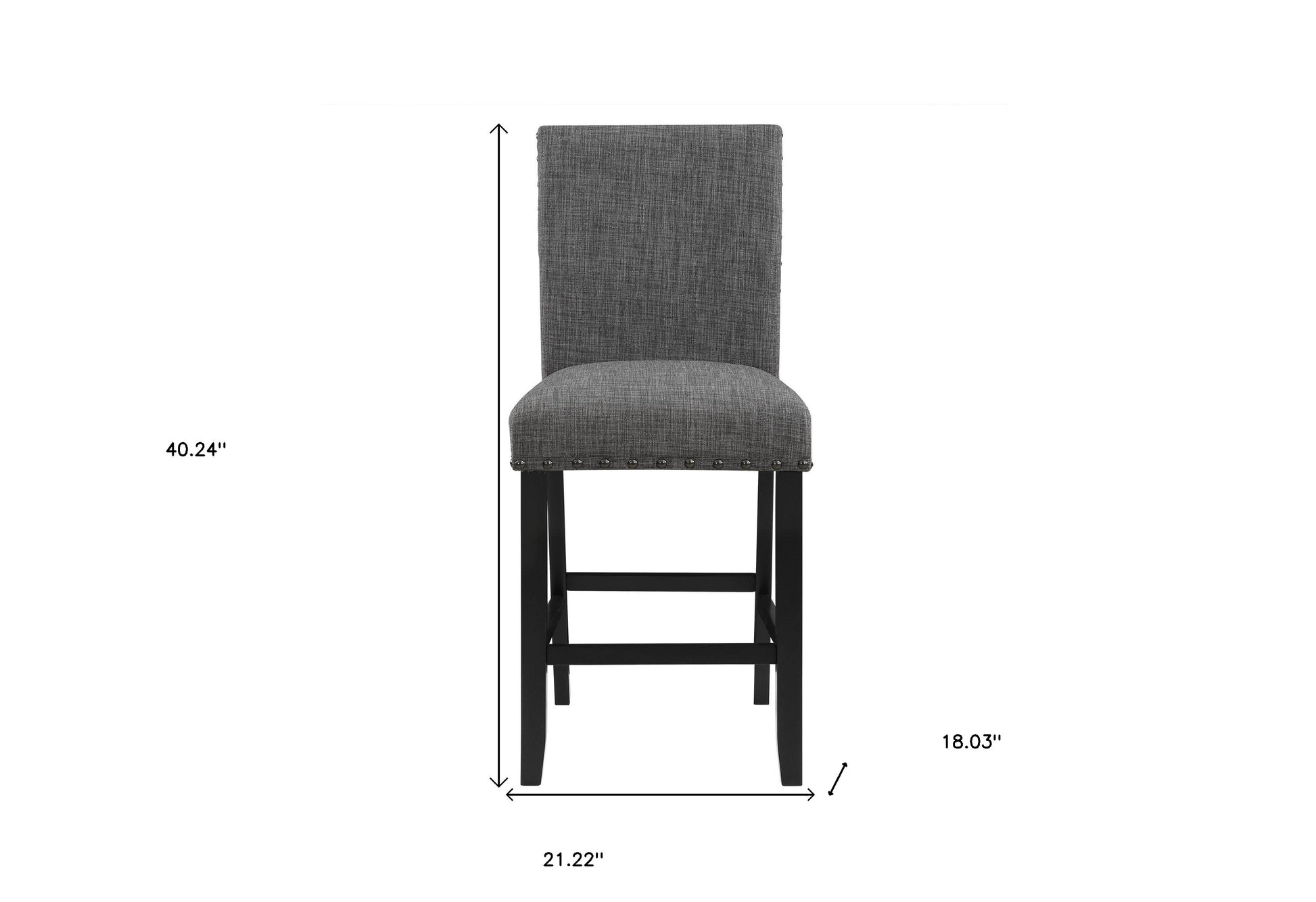 26" Gray and Black Wood and Fabric Counter Height Bar Chair-8