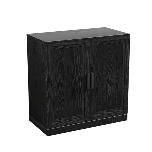 31" Black Textured Door Accent Cabinet With Three Shelves-1