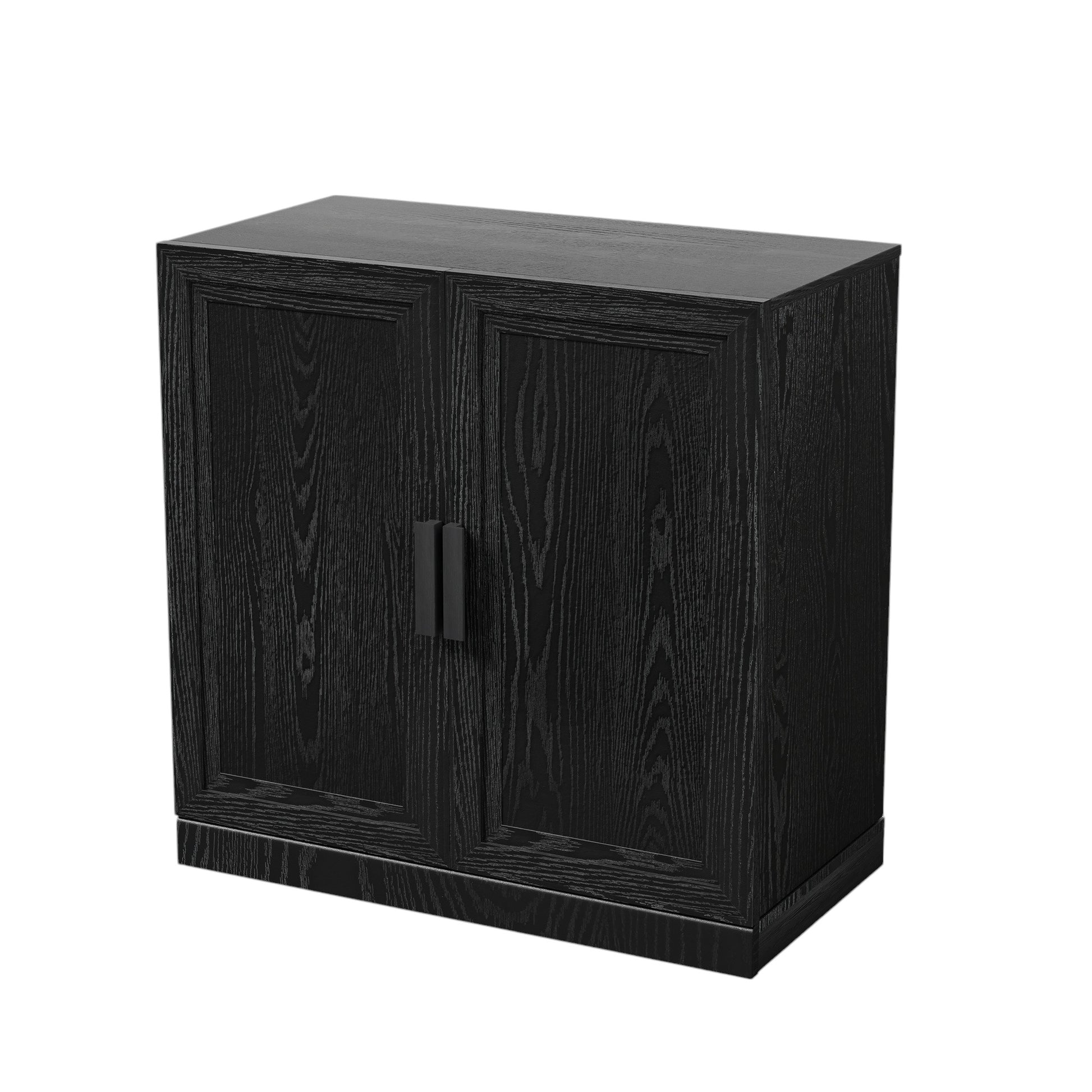 31" Black Textured Door Accent Cabinet With Three Shelves-2