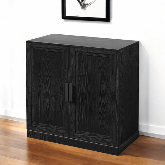 31" Black Textured Door Accent Cabinet With Three Shelves-0