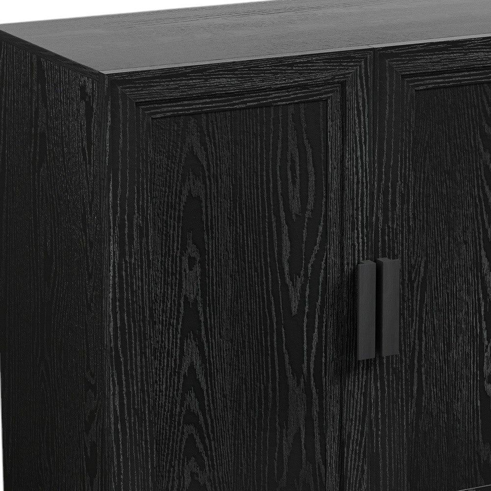 31" Black Textured Door Accent Cabinet With Three Shelves-4