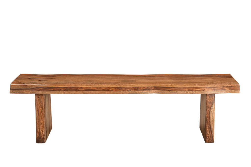 68" Brown Solid Wood Live Edge Dining Bench-2
