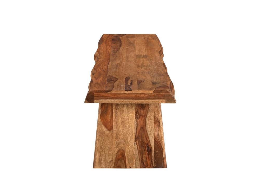 68" Brown Solid Wood Live Edge Dining Bench-3
