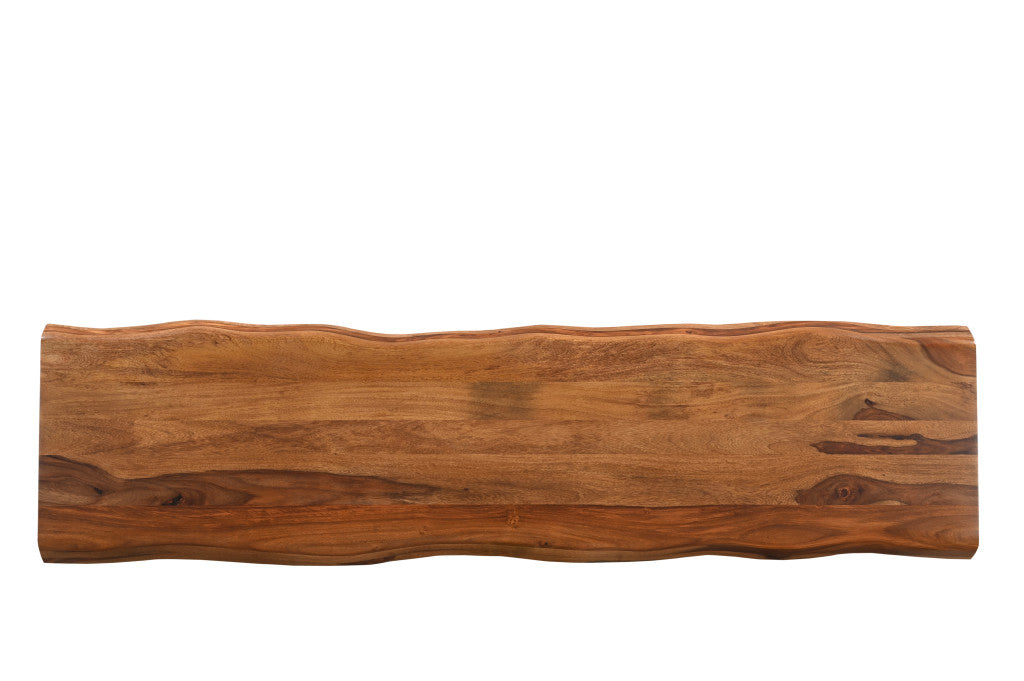 68" Brown Solid Wood Live Edge Dining Bench-4