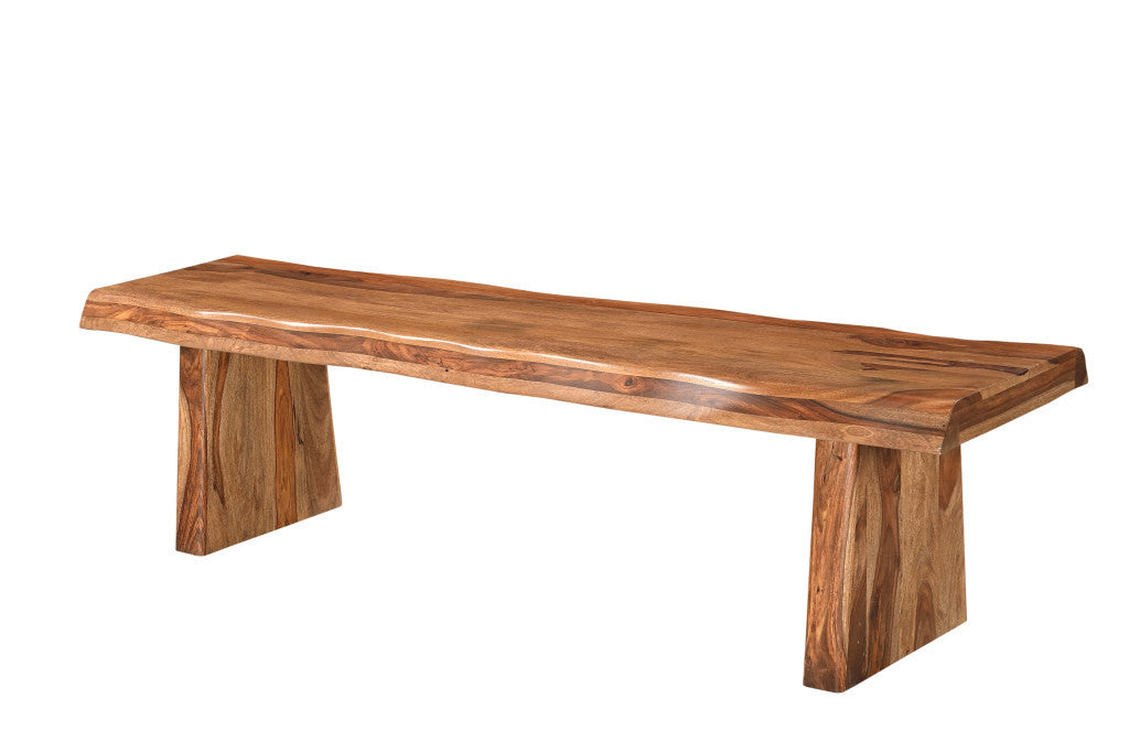 68" Brown Solid Wood Live Edge Dining Bench-6