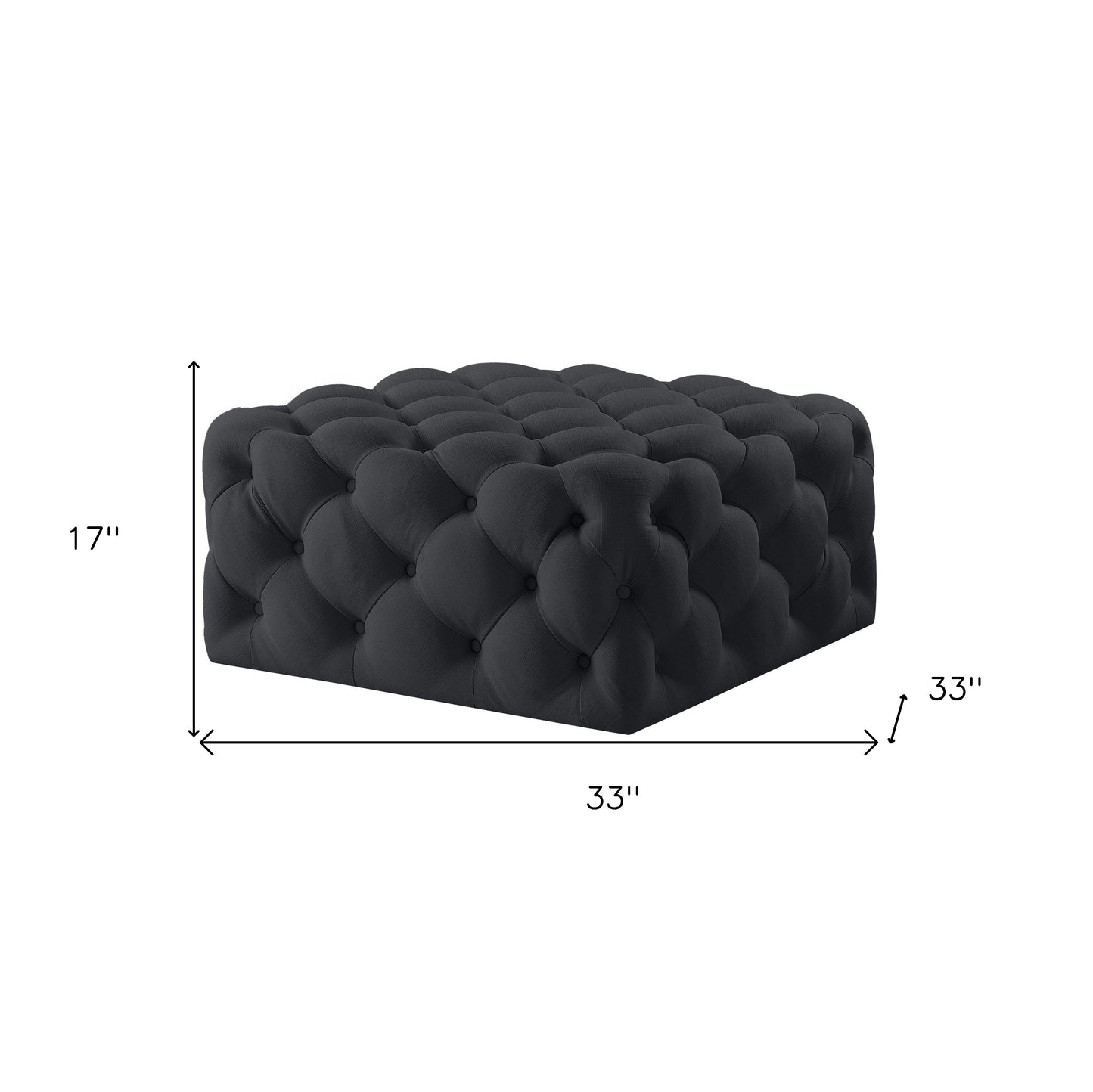 33" Black Velvet Rolling Tufted Cocktail Ottoman-8