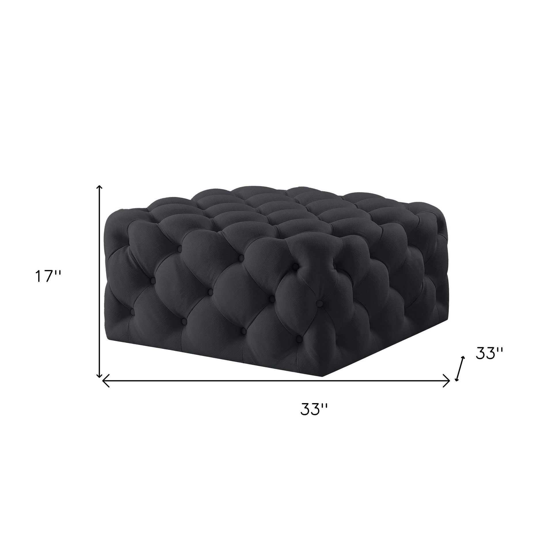 33" Black Velvet Rolling Tufted Cocktail Ottoman-8