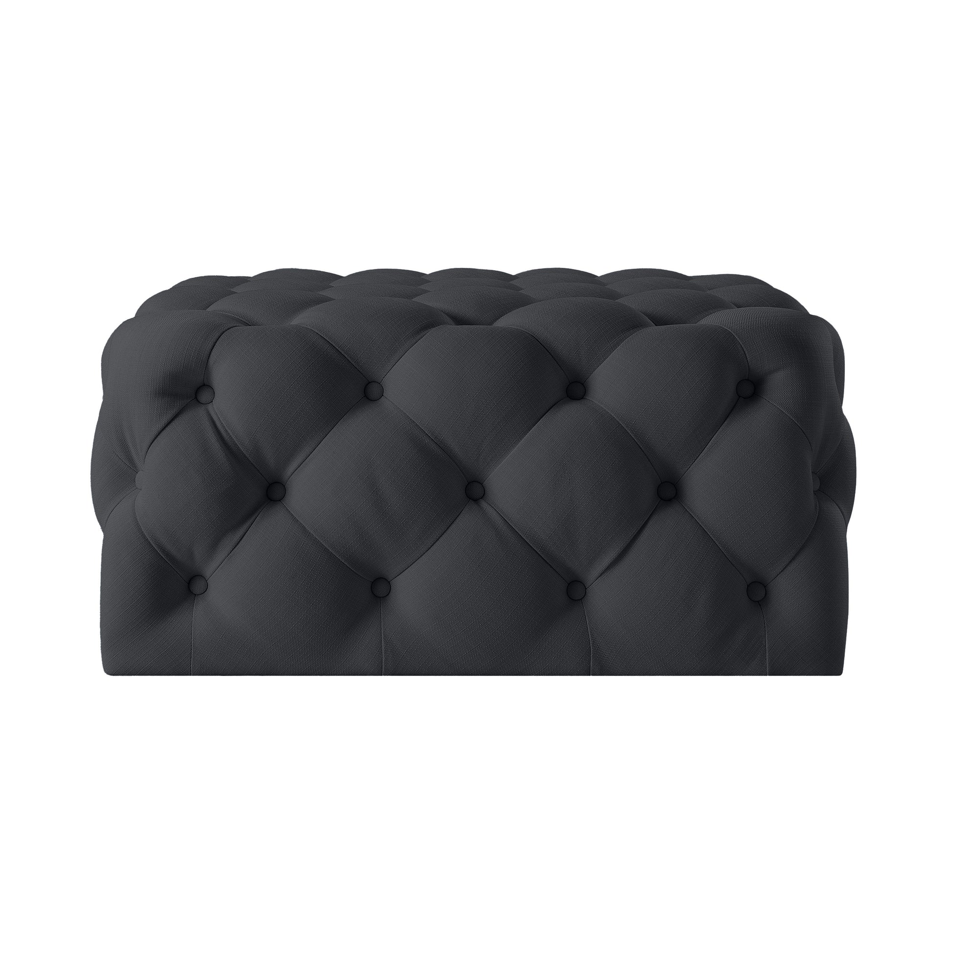 33" Black Velvet Rolling Tufted Cocktail Ottoman-2