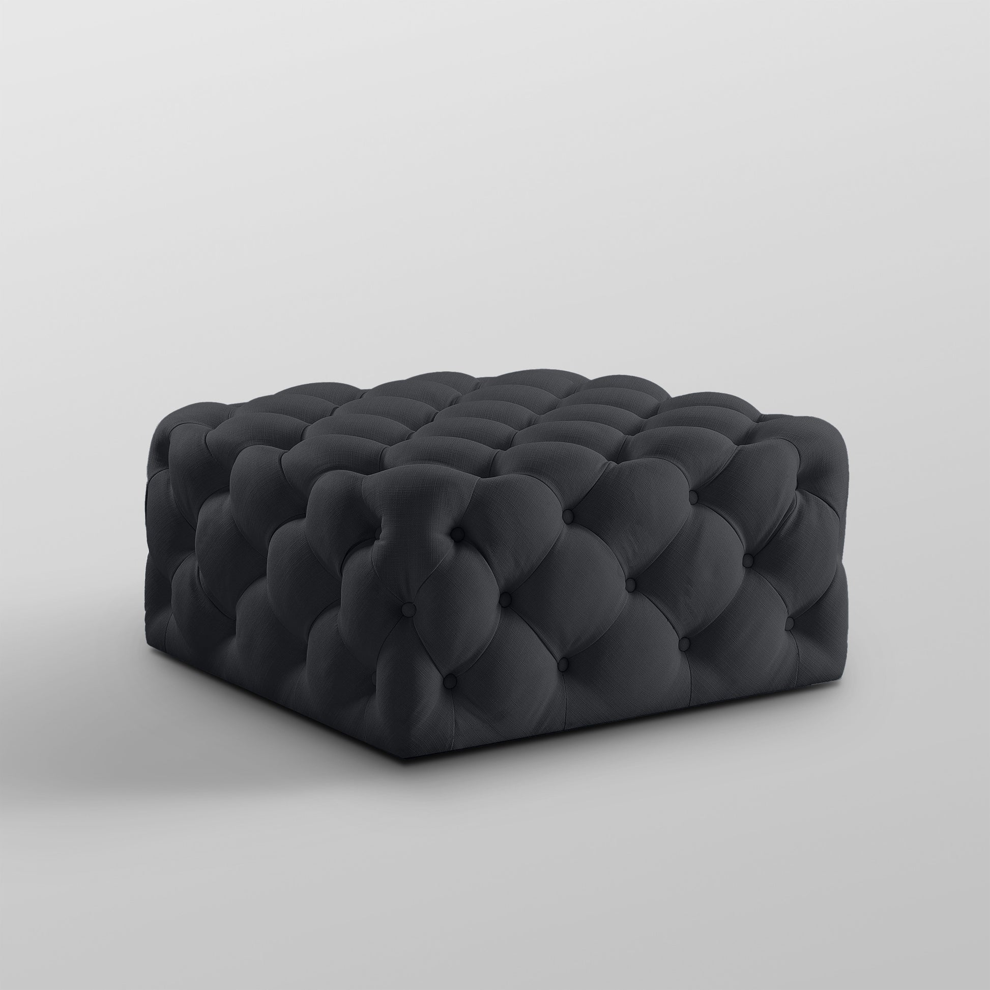 33" Black Velvet Rolling Tufted Cocktail Ottoman-6