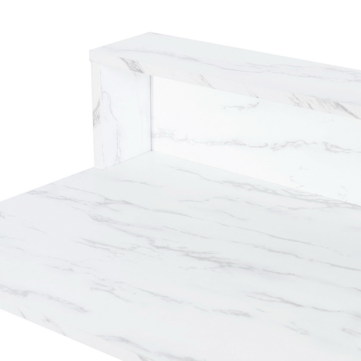 41" White And Gold Faux Marble and Steel Vanity Table with Mirror-5