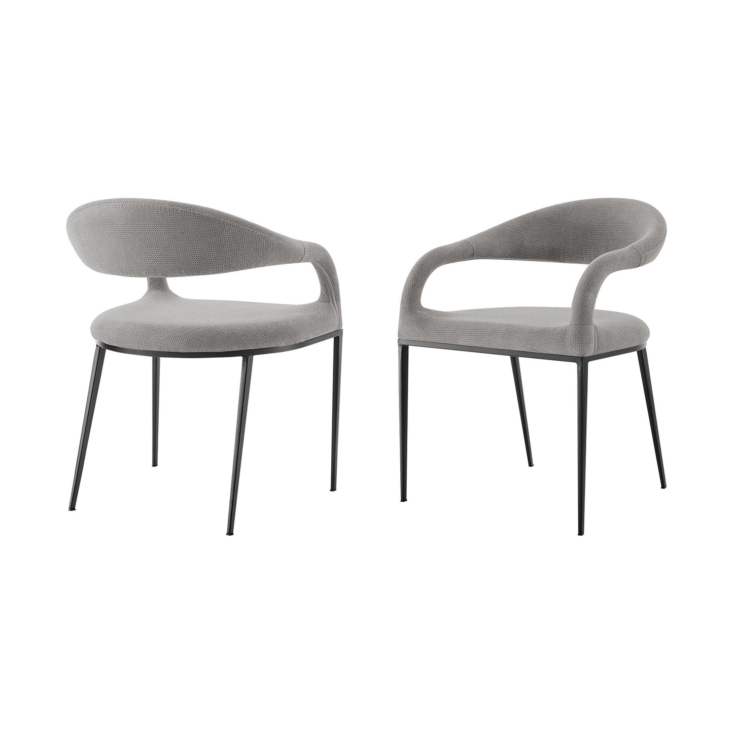 Set of Two Gray And Black Upholstered Polyester Open Back Dining Arm Chairs-6