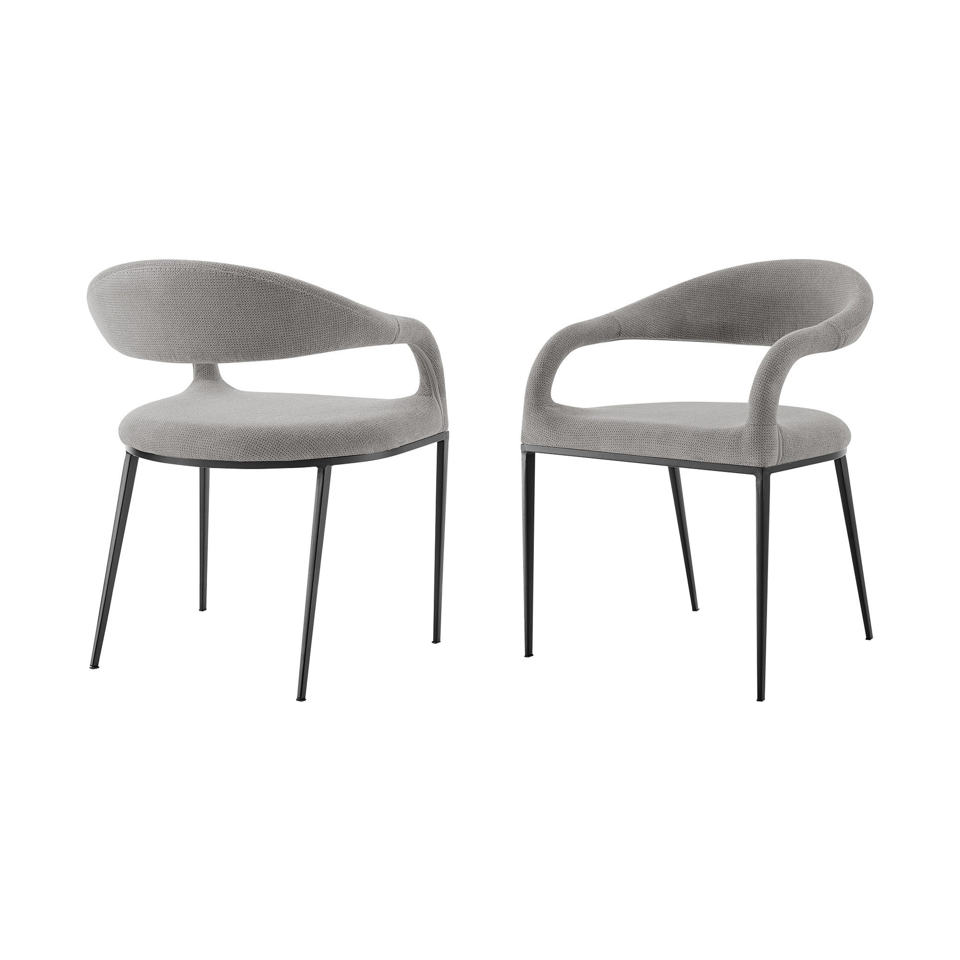 Set of Two Gray And Black Upholstered Polyester Open Back Dining Arm Chairs-6