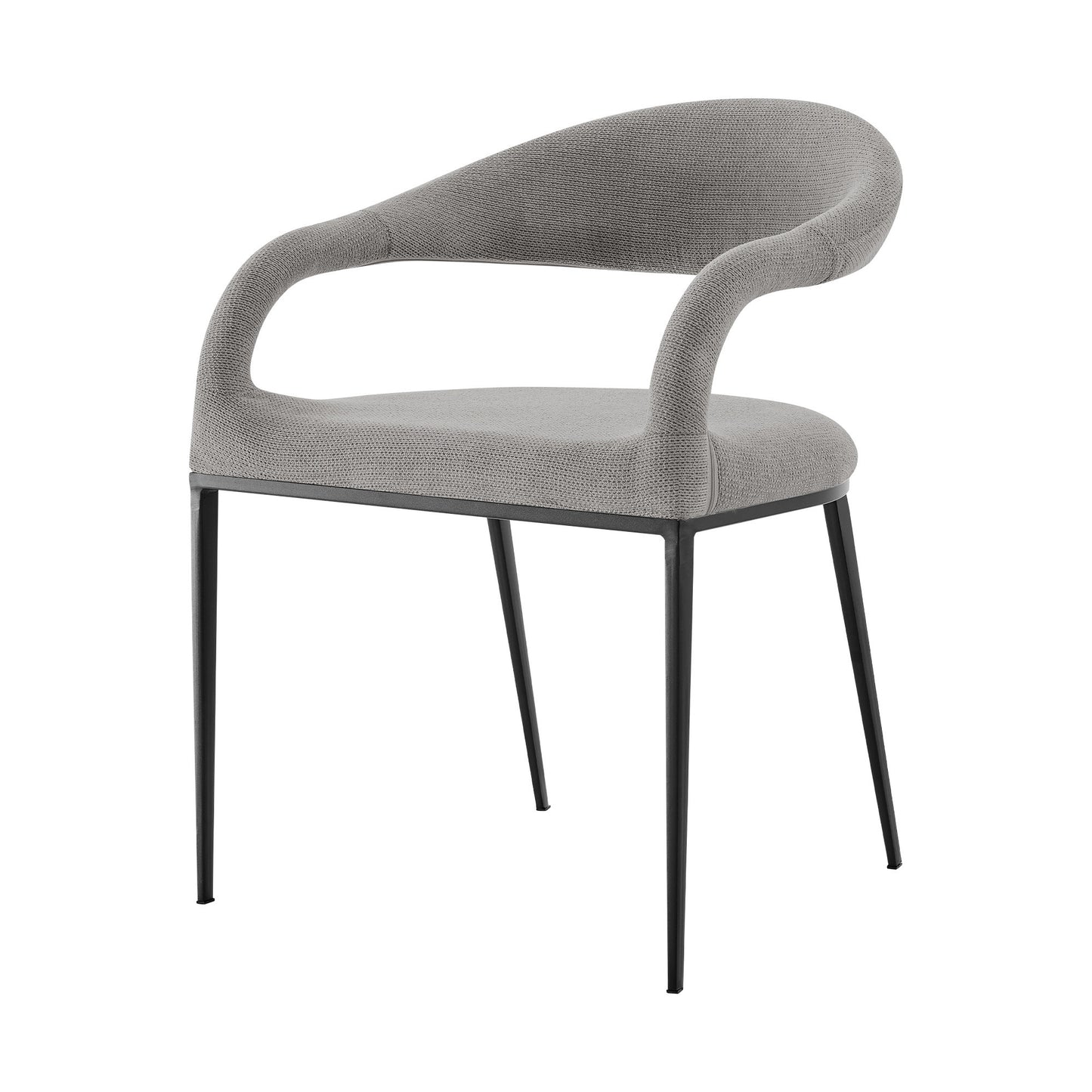 Set of Two Gray And Black Upholstered Polyester Open Back Dining Arm Chairs-4