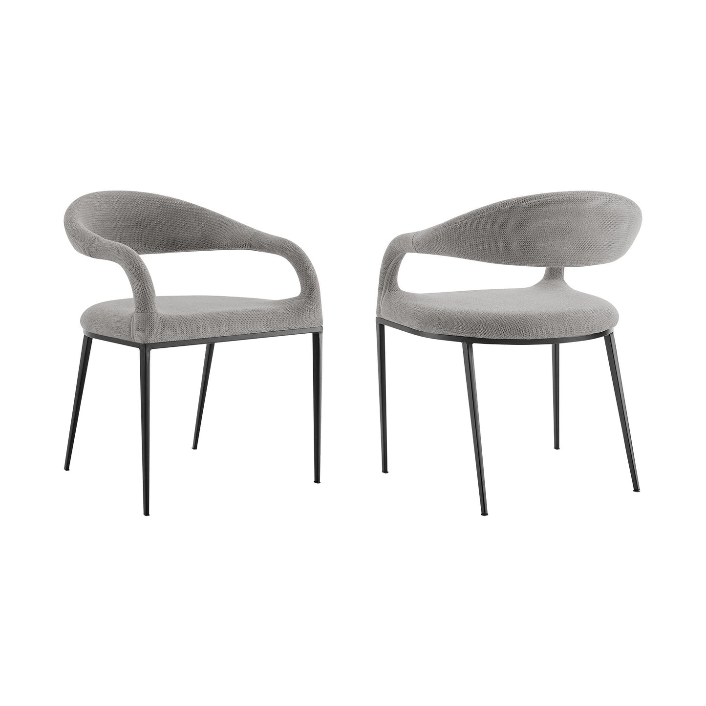 Set of Two Gray And Black Upholstered Polyester Open Back Dining Arm Chairs-5