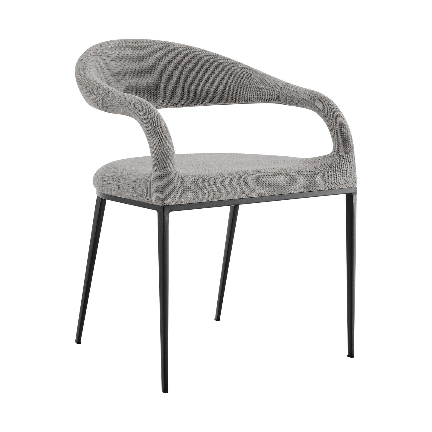 Set of Two Gray And Black Upholstered Polyester Open Back Dining Arm Chairs-0