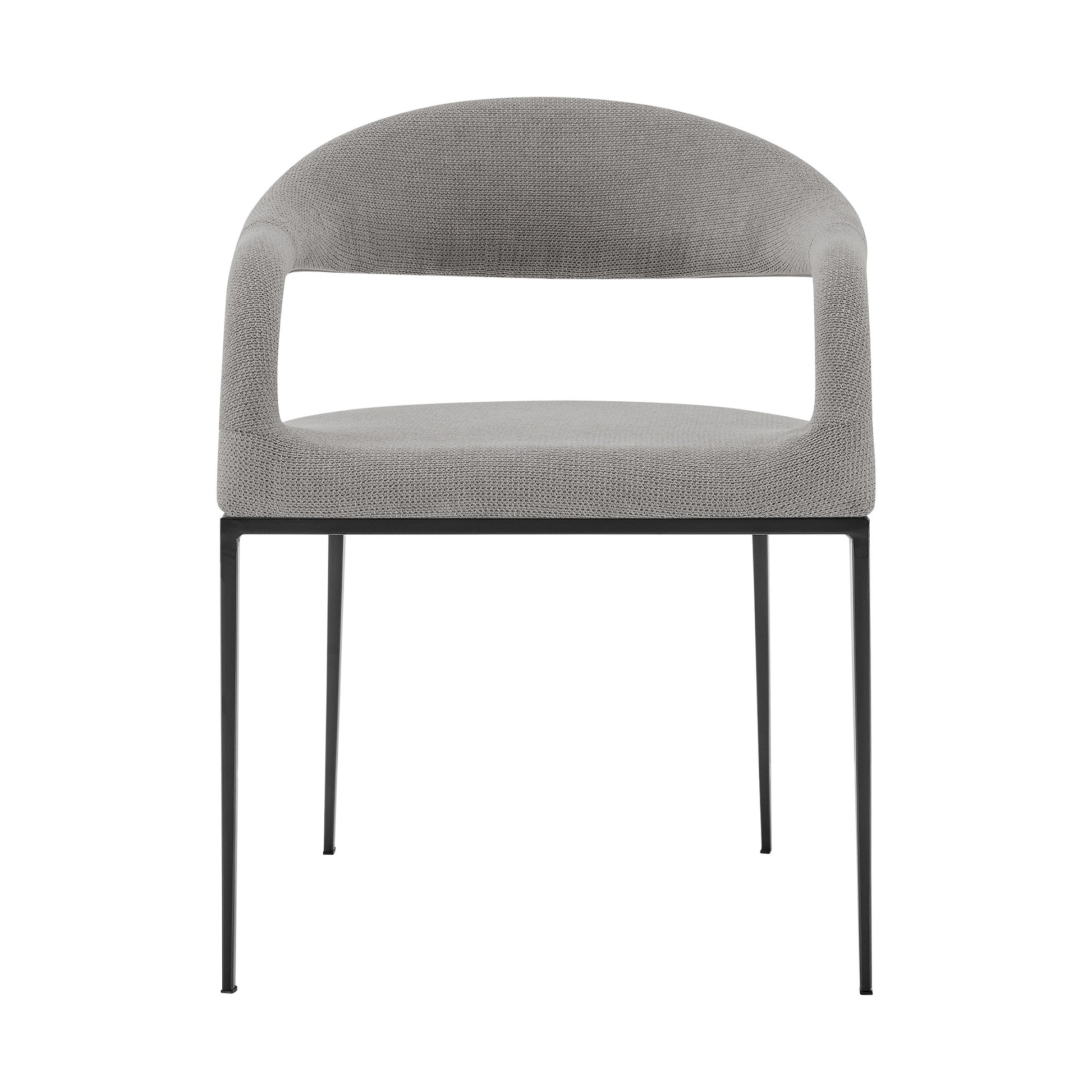 Set of Two Gray And Black Upholstered Polyester Open Back Dining Arm Chairs-2