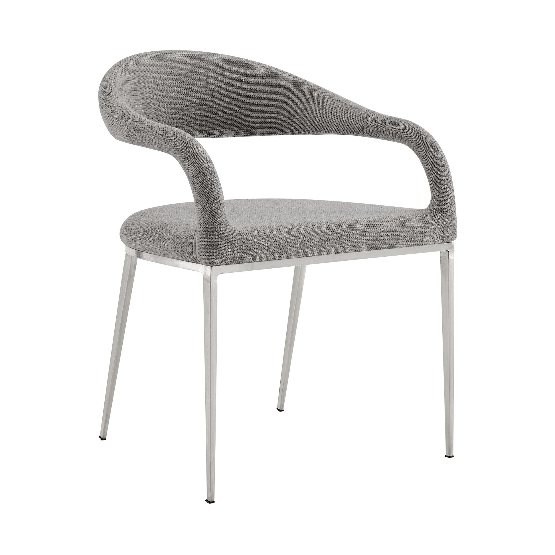 Set of Two Gray And Silver Upholstered Polyester Open Back Dining Arm Chairs-0